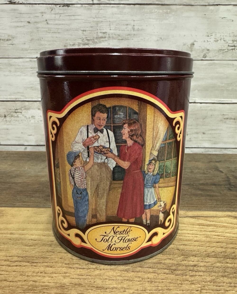Vintage Advertising Nestle Toll House Morsels Cookies Metal Tin Can Container